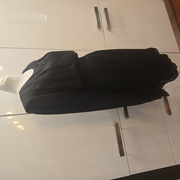 100% Silk Button Down Midi Shirt Dress Black Size 6 Womens - Picture 3 of 9